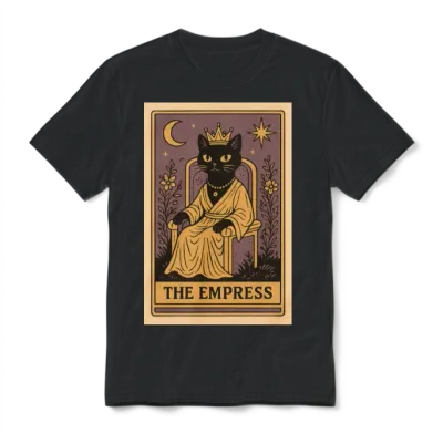 The Empress Cat Tarot – Mystical Black Cat Vintage Unisex T-Shirt - Black