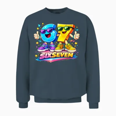 Six Seven 67 Meme Lustiges Zahlen Design Für Kinder Teenager Unisex Sweatshirt - Dark Heather