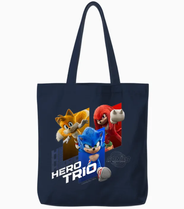 Sonic the Hedgehog 3 - "hero Trio" T-Shirt, Black, S Tote Bags in Navy