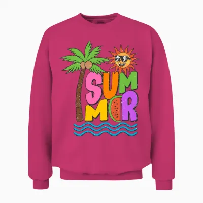 Retro Groovy Summer Sublimation Unisex Sweatshirt - Heliconia
