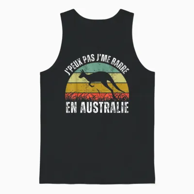 Je Peux Pas Je Me Barre En Australia Gift Australian Retro T-Shirt, Black, S Unisex Tank Top - Black