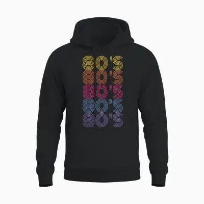 Retro So's Rainbow Grid Vintage Retro Party Unisex Hoodie - Black