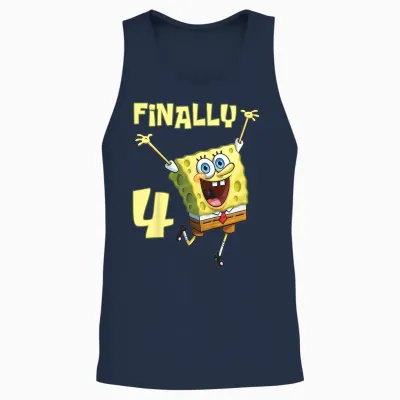 Mademark X Spongebob Squarepants - Kids Original Spongebob Square Pants - 4th Birthday. Finally 4. Unisex Tank Top - Navy