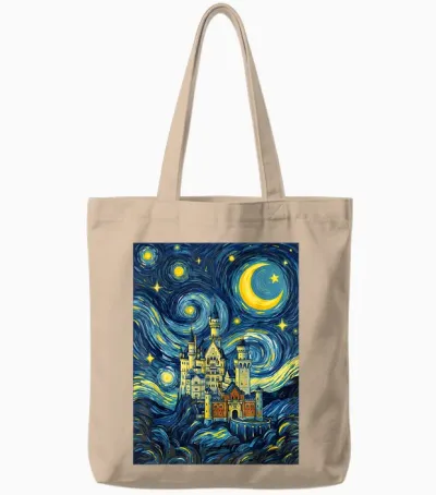 Château De Neuschwanstein Nuit étoilée Histoire De L'art Cadeau Tote Bags - Natural