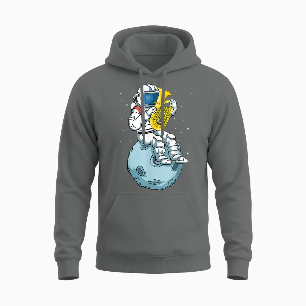 Astronaut Tuba Spieler Musikliebhaber Kinder Big Band Tuba Unisex Hoodie in Graphite Heather
