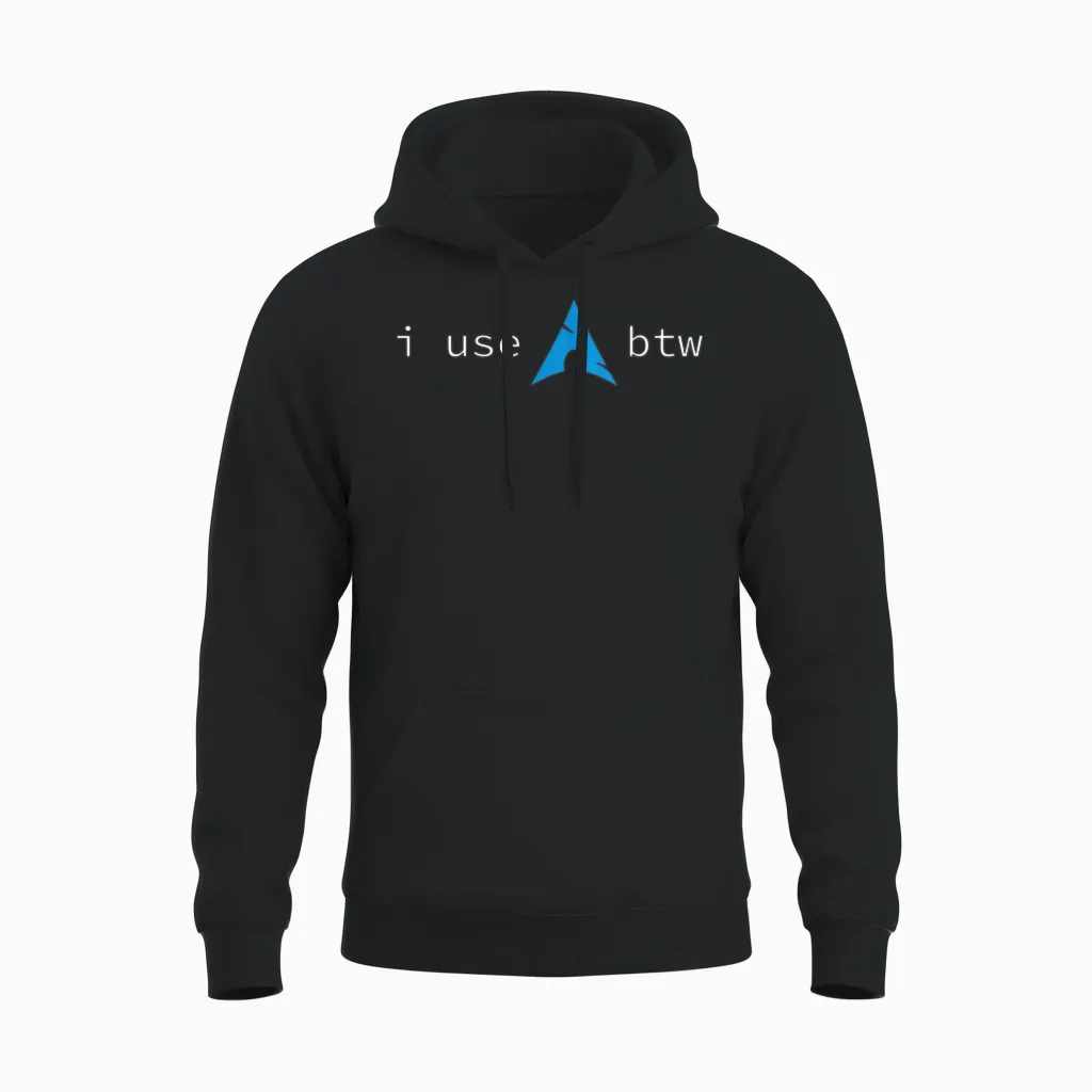 I Use Arch, Btw T-Shirt, Black, S Unisex Hoodie in Black