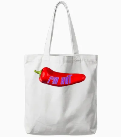 Funny I'm Hot Red Chilli Pepper for Mom Dad T-Shirt, Black, S Tote Bags - White