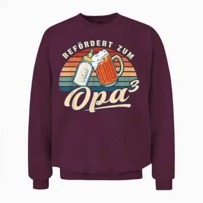 Befördert Zum Opa 3 Enkelkind Werdender Opa Unisex Sweatshirt - Maroon