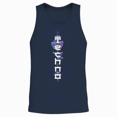Techno Aesthetic Goth Rave Japan Rose Festival (back Print) T-Shirt, Black Unisex Tank Top - Navy