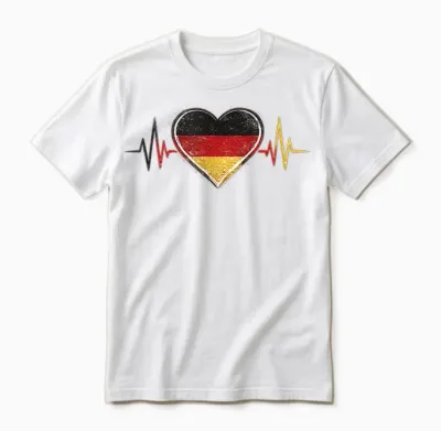 Deutschland Herzschlag Herz Flagge Unisex T-Shirt - White