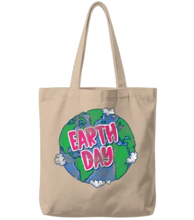Earth Day Retro Tote Bags - Natural