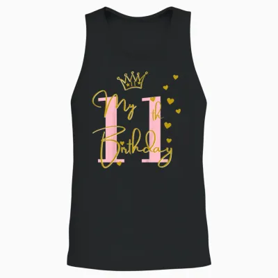 Mädchen-Outfit Zum 11. Geburtstag, Niedlich, 11 Jahre Alt, Rosa Unisex Tank Top - Black