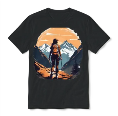 Hiking Girl Unisex T-Shirt - Black