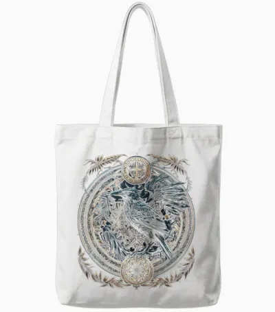 Odins Raven Viking Valhalla Viking Mythology T-Shirt, Black Tote Bags - White