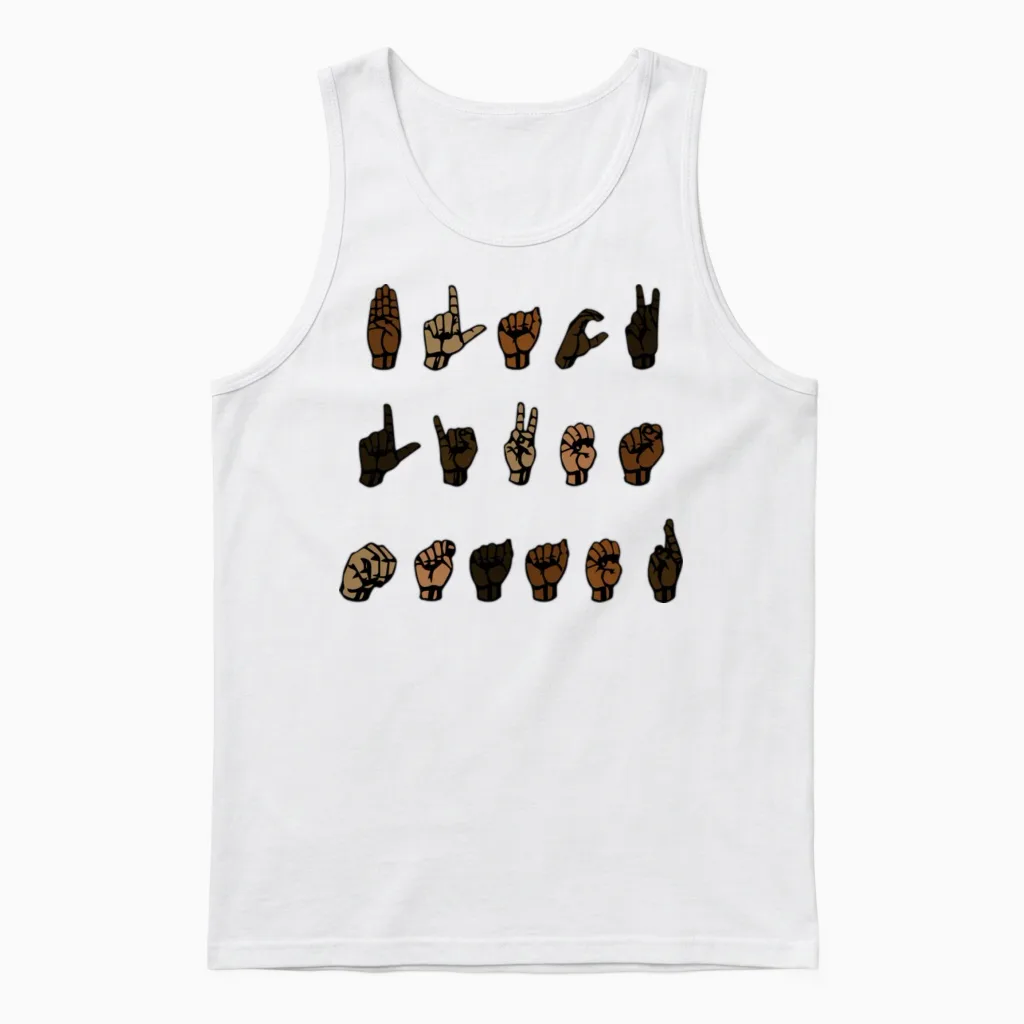 Blm Sign Language Unisex Tank Top in White