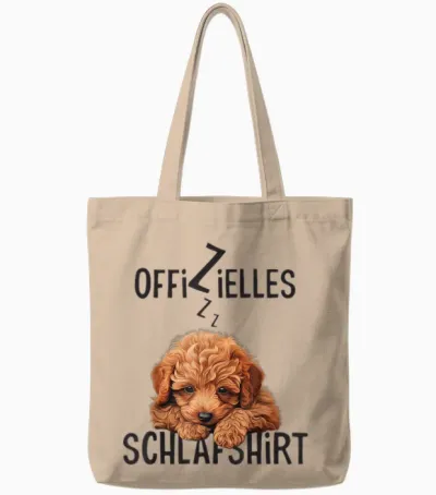 Official Sleep Shirt with Dog Funny Toy Poodle T-Shirt, White Tote Bags - Natural