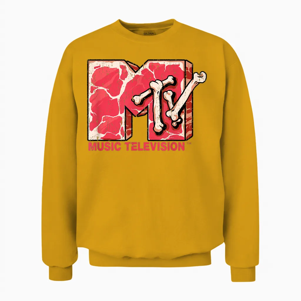 Mtv Logo Flesh and Bones Meat Beef Steak Raw Meat Mtv Unisex Sweatshirt in Gold