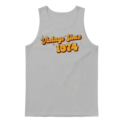Vintage Since 1974 49 Years Old - Groovy 49th Unisex Tank Top - Ash