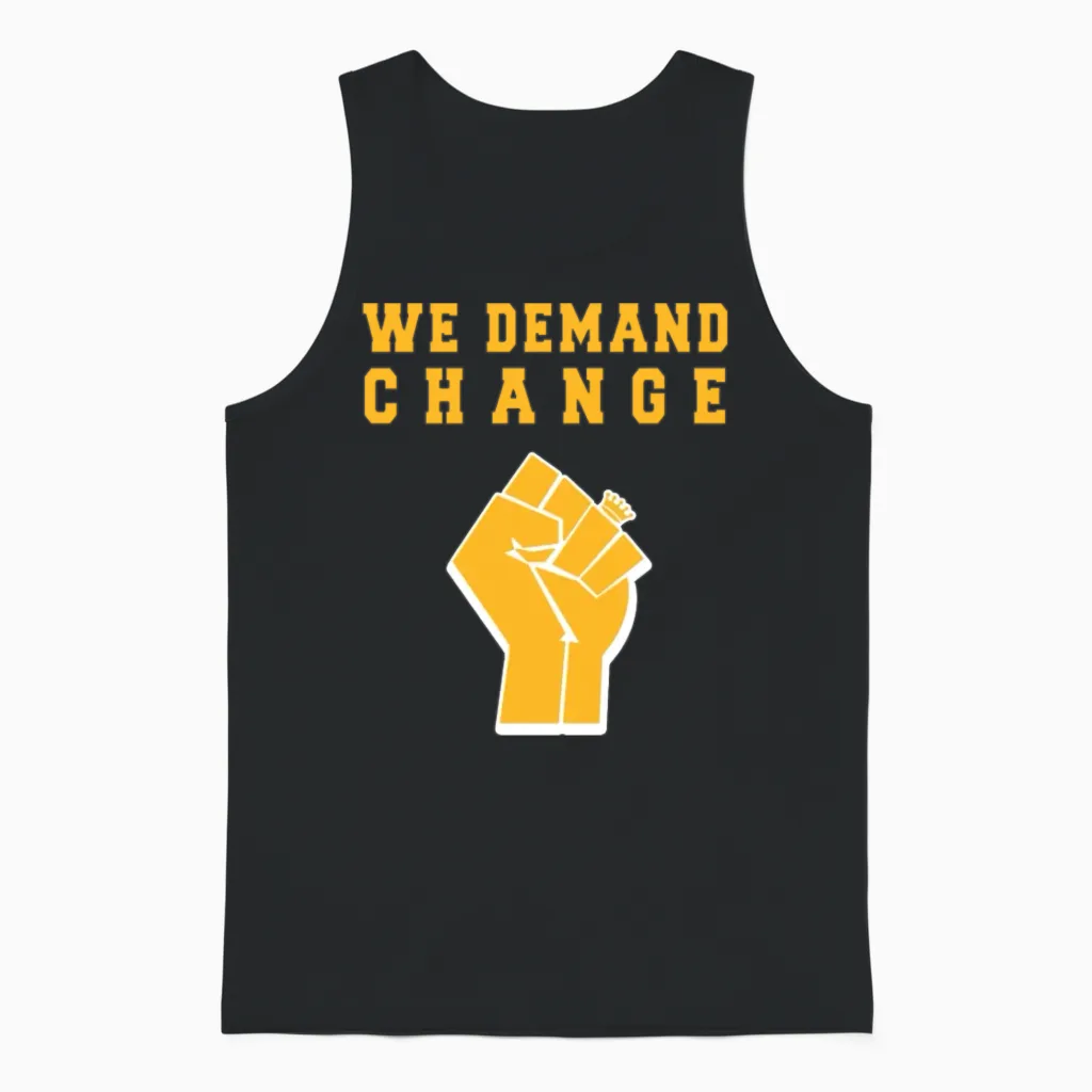 We Demand Change - Purple and Gold - Blm Unisex Tank Top in Black