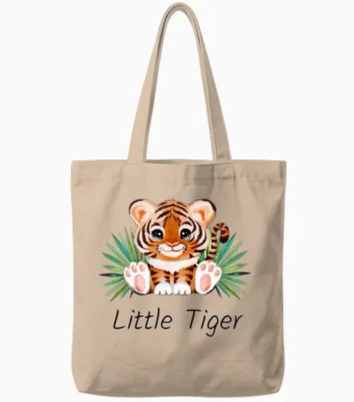 Cute Animal Little Tiger. Tote Bags - Natural