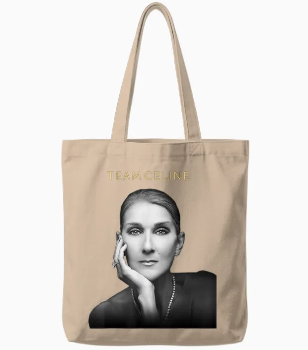 Official Celine Dion Team Celine T-Shirt, Black, S Tote Bags in Natural
