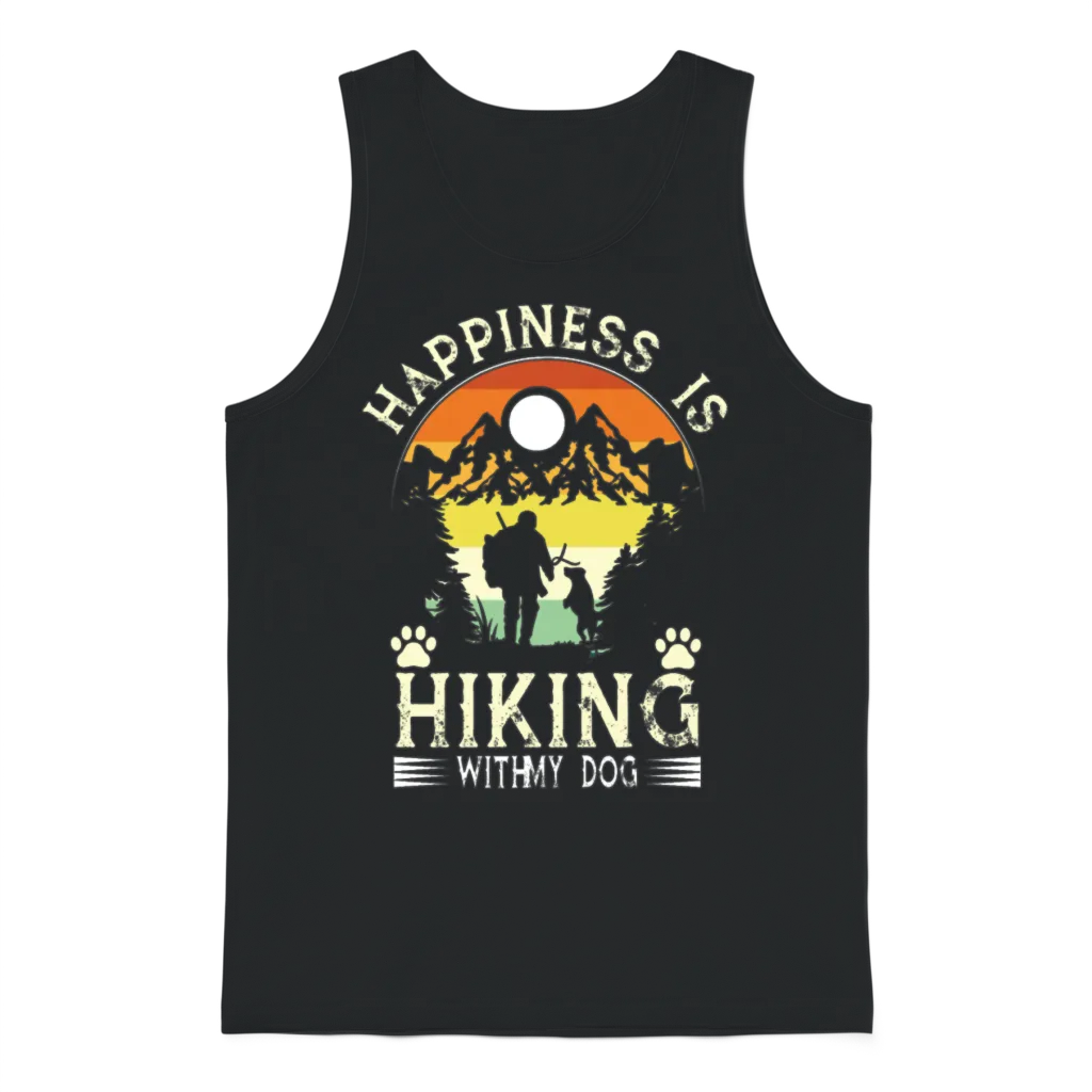 Hiking with Dog Lovers Unisex Tank Top - Black