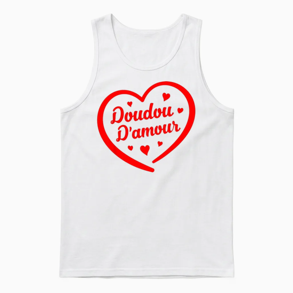 Doudou D'amour Cute and Humorous Valentine's Day Unisex Tank Top in White