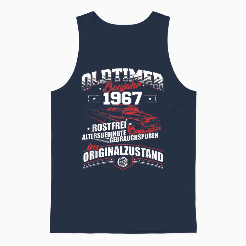 Oldtimer Baujahr 1967 Jahrgang Geburtsjahr Geburtstag Unisex Tank Top in Navy
