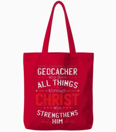 Christian Geocacher and Christianity Geocache Tote Bags - Red