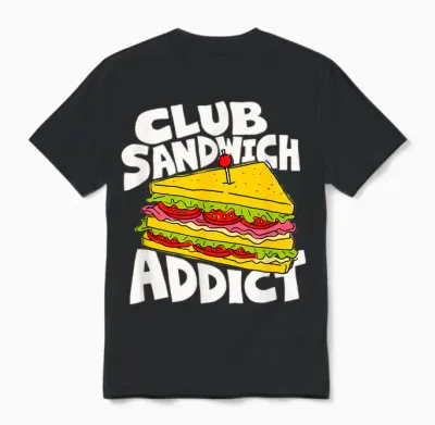 Club Sandwich Lover Retro-Grafik Unisex T-Shirt - Black