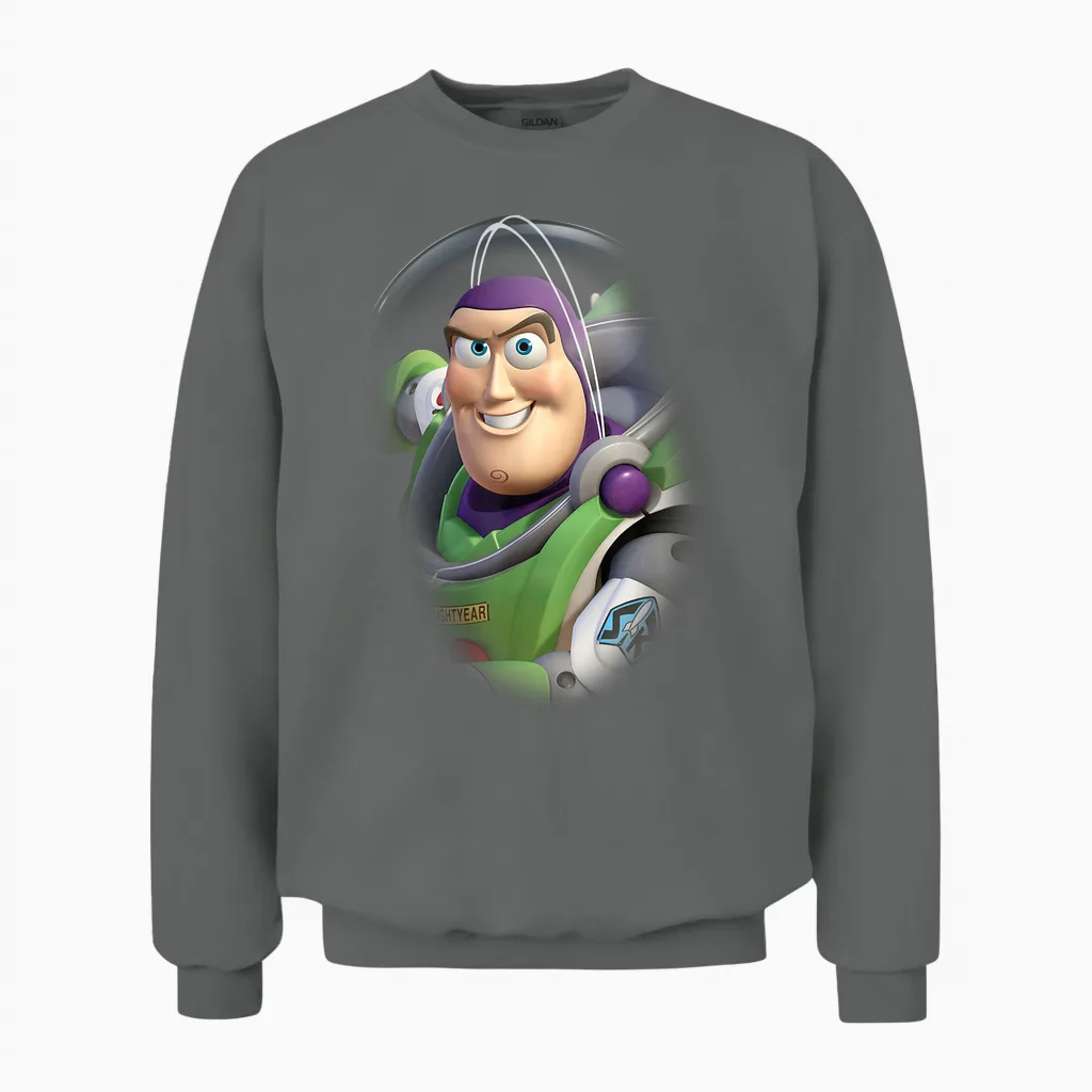 Disney Pixar Toy Story Buzz Lightyear Portrait 3d T-Shirt, Green, S Unisex Sweatshirt in Graphite Heather
