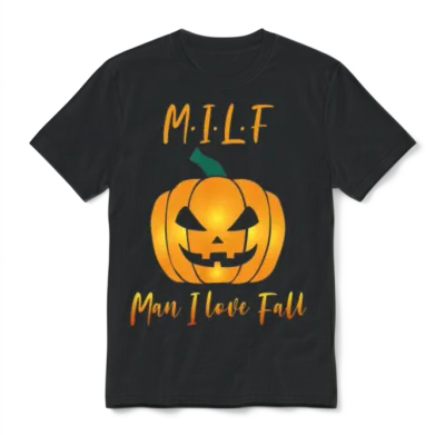 Milf Man I Love Fall Funny Unisex T-Shirt - Black