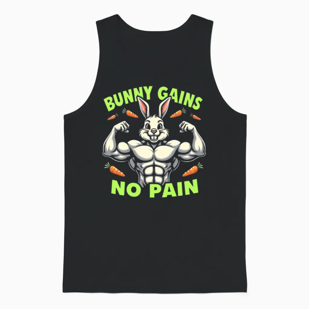 Fitness Bunny Gym Workout Rabbit Bodybuilding Unisex Tank Top in Black