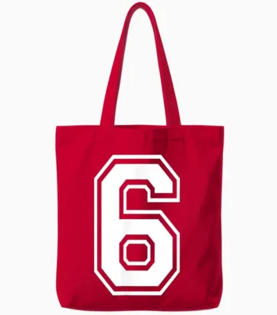 Number 6 Varsity Sports Team Jersey 6th Birthday 6 Years Tote Bags - Red