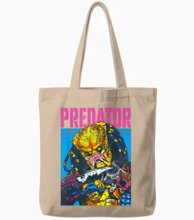 Aliens Iconic Epic Predator Retro Comic Big Chest Portrait Tote Bags - Natural