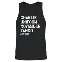 Charlie Uniform November Tango Over Military Unisex Tank Top - Black – 2