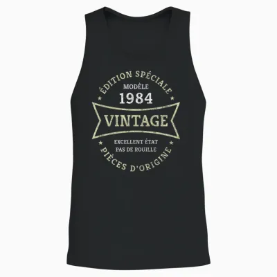 Vintage 40e Anniversaire Né En 1984 Vintage 40 Ans Cadeau T-Shirt Haut De Gamme Unisex Tank Top - Black