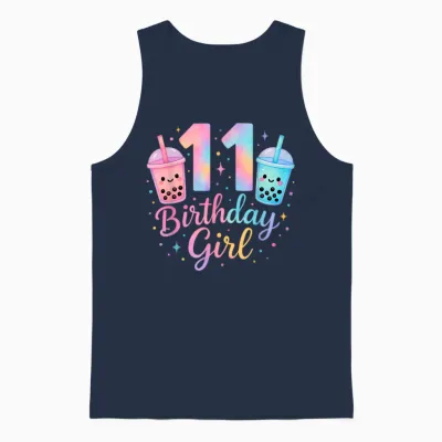 Bubble Boba Tea Sweet 11 Years Old 11th Birthday Girls Unisex Tank Top - Navy