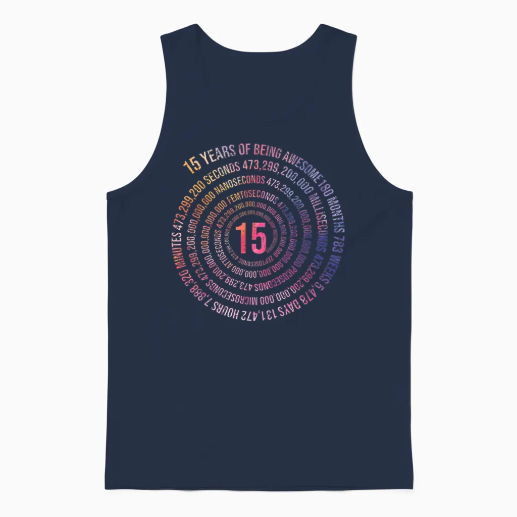 15 Years Birthday Helix 15 Years Boy Girl Birthday Unisex Tank Top in Navy