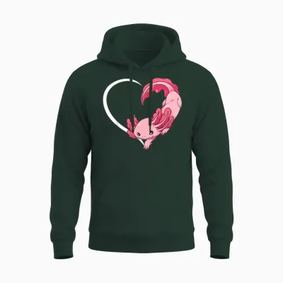 Axolotl T-Shirts for Women Girls Children Axolotl T-Shirt Heart T-Shirt, Black Unisex Hoodie - Forest