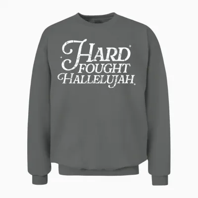Retro Hard Fought Hallelujah Bible Verse Christian Jesus Unisex Sweatshirt - Graphite Heather