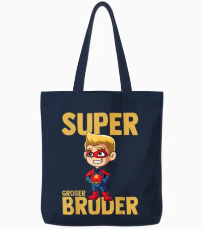 Großer Bruder Superheld Junge Partnerlook Tote Bags - Navy