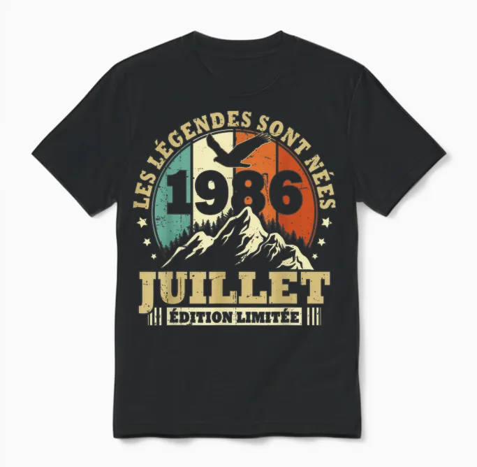 Les Légendes Sont Nées En Juillet 1986 Anniversaire 40 Ans Unisex T-Shirt in Black