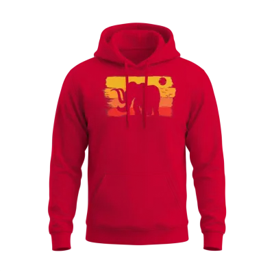 Retro Mammoth Elephant Unisex Hoodie - Red