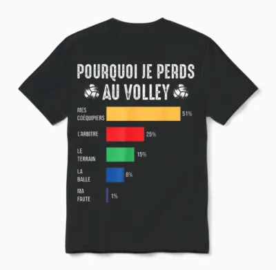 Pouruoi I Lose at Volleyball Volleyball Player Volleyball Unisex T-Shirt - Black