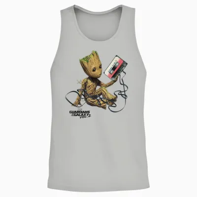 Guardians of the Galaxy Vol2 Groot Tape T-Shirt, White Unisex Tank Top - Ash