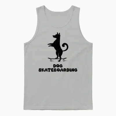 Dog Skateboarding Unisex Tank Top - Ash