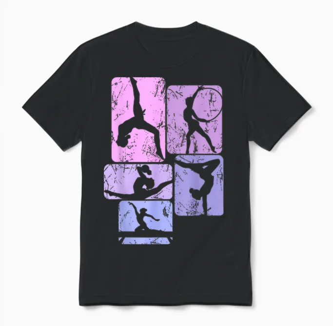 Turnerin Turnen Gymnastik Kinder Mädchen Damen Unisex T-Shirt in Black
