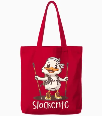 Nordic Walking Mit Humor - Lustige Stockente Tote Bags - Red
