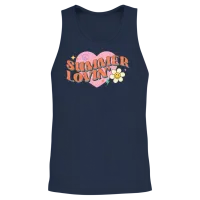 Retro Summer Sublimation & Beach Unisex Tank Top - Navy – 2